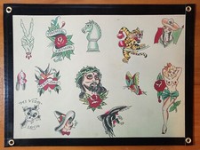 Bob Shaw Traditional Vintage Style Tattoo Flash Sheet Jesus, Eagle, Skull Cross