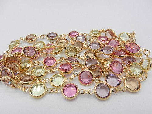 Signed Swarovski Bezel Necklace Pastel 