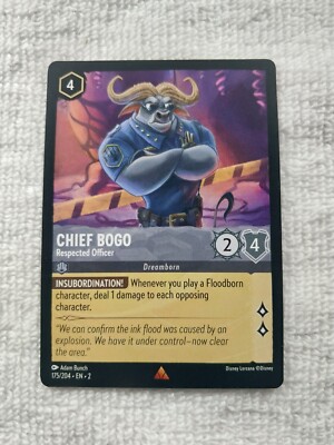 Disney Lorcana: Rise of The Floodborn Chief Bogo 175/204 Rare NON-FOIL NM/MT