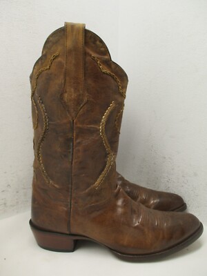 Vintage Dan Post Brown Leather Cowboy Western Boots Mens Size 10 D Style 26682
