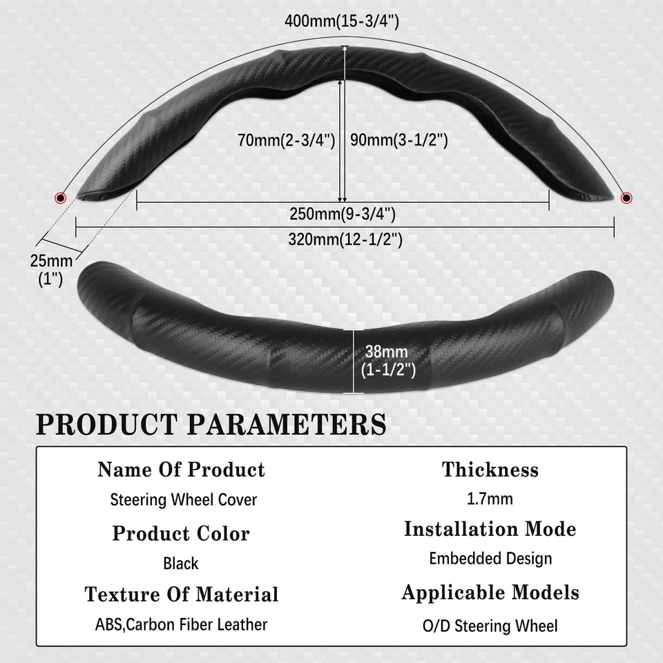 Cubierta de cuero para volante de coche de fibra de carbono de 15 pulgadas para Alfa Romeo Giulia Foto 2 de 4