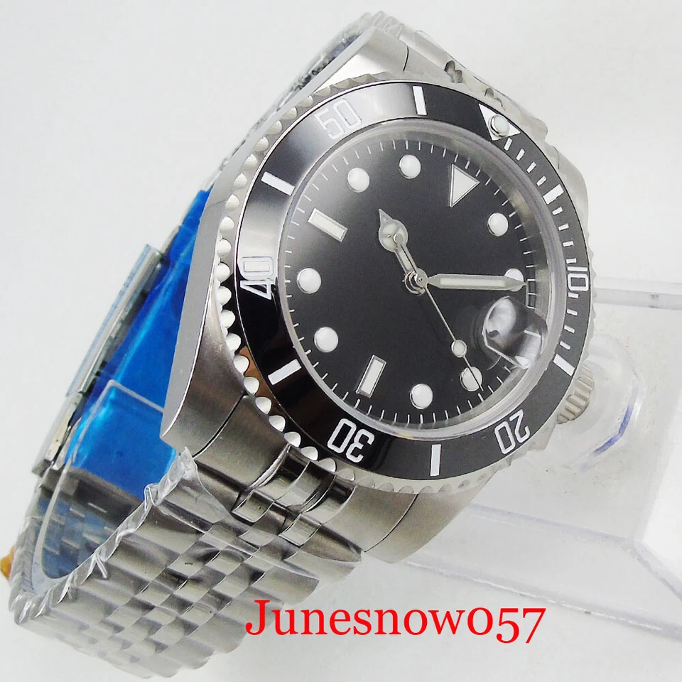 Reloj Pulsera Hombre Lujo Movimiento MIYOTA 40mm Caja Plateada Cristal Zafiro Fecha  Foto 3 de 4