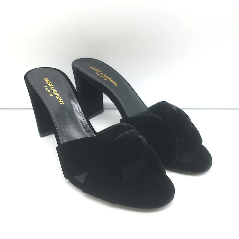 Velvet mules heels cheap