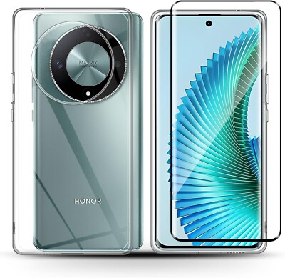 2in1 Hülle + Schutzglas für Honor Magic 6 Lite 5G Silikon Tasche Hartglas 9H