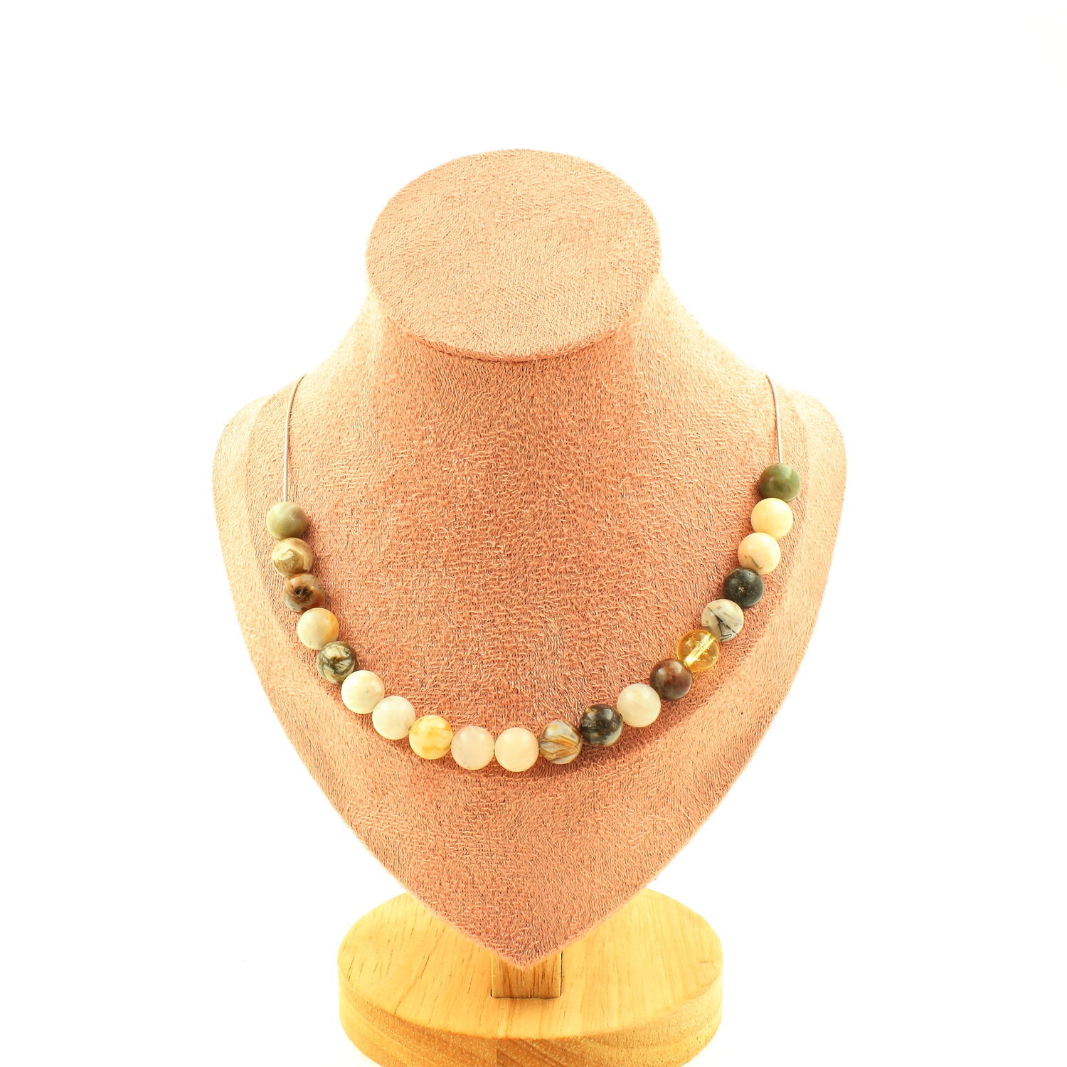 Collier perles Agate Feuille de Bambou, le bijou idéal au quotidien