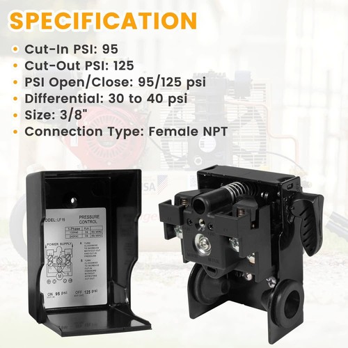 23474661-C Druckschalter 95-125 PSI Luftkompressor Teil für Ingersoll Rand SS3 - Bild 14 von 19