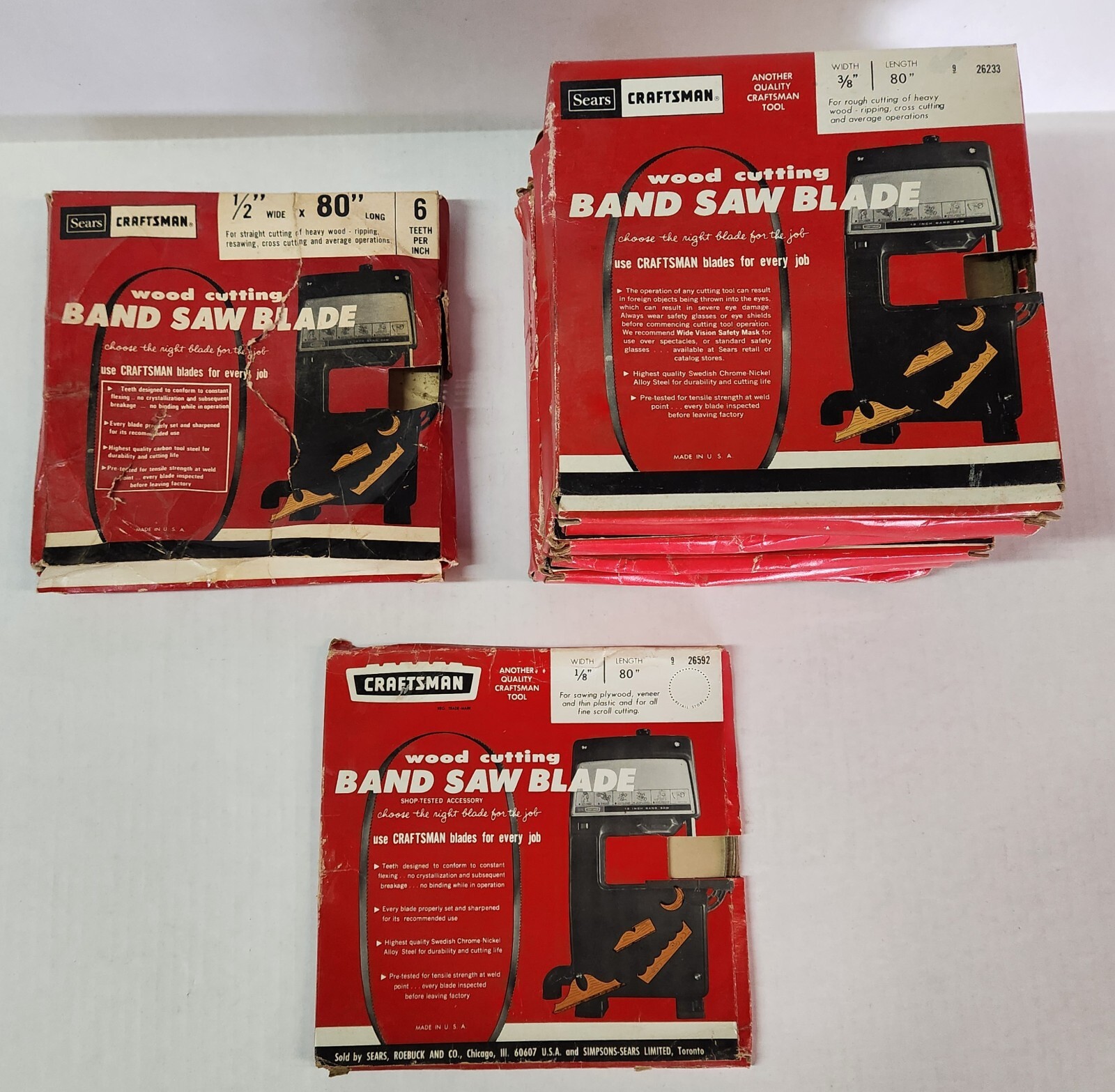 Sears Craftsman Band Saw Blade 80", Mixed lot 1/8, 3/8, 1/2 eBay