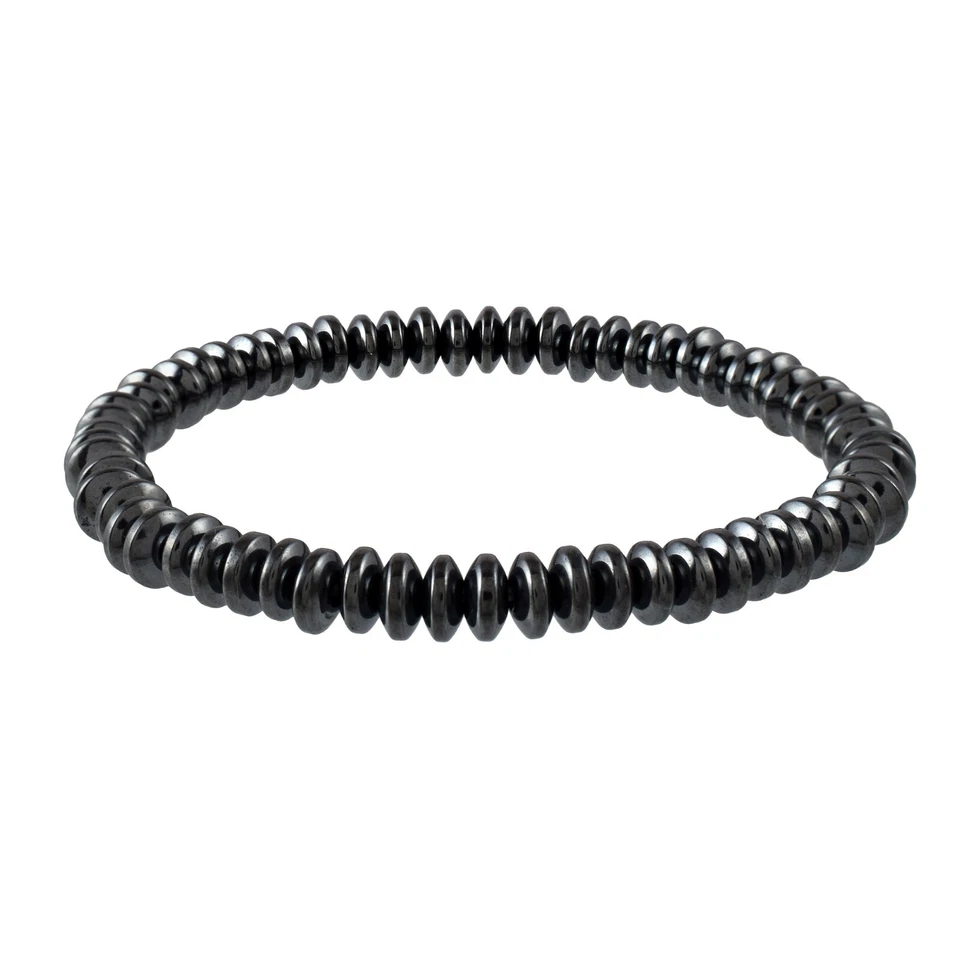 Natural Hematita Platillo Cuentas Curación Gema Elastizado Pulsera Unisex Regalo - Imagen 4 de 4