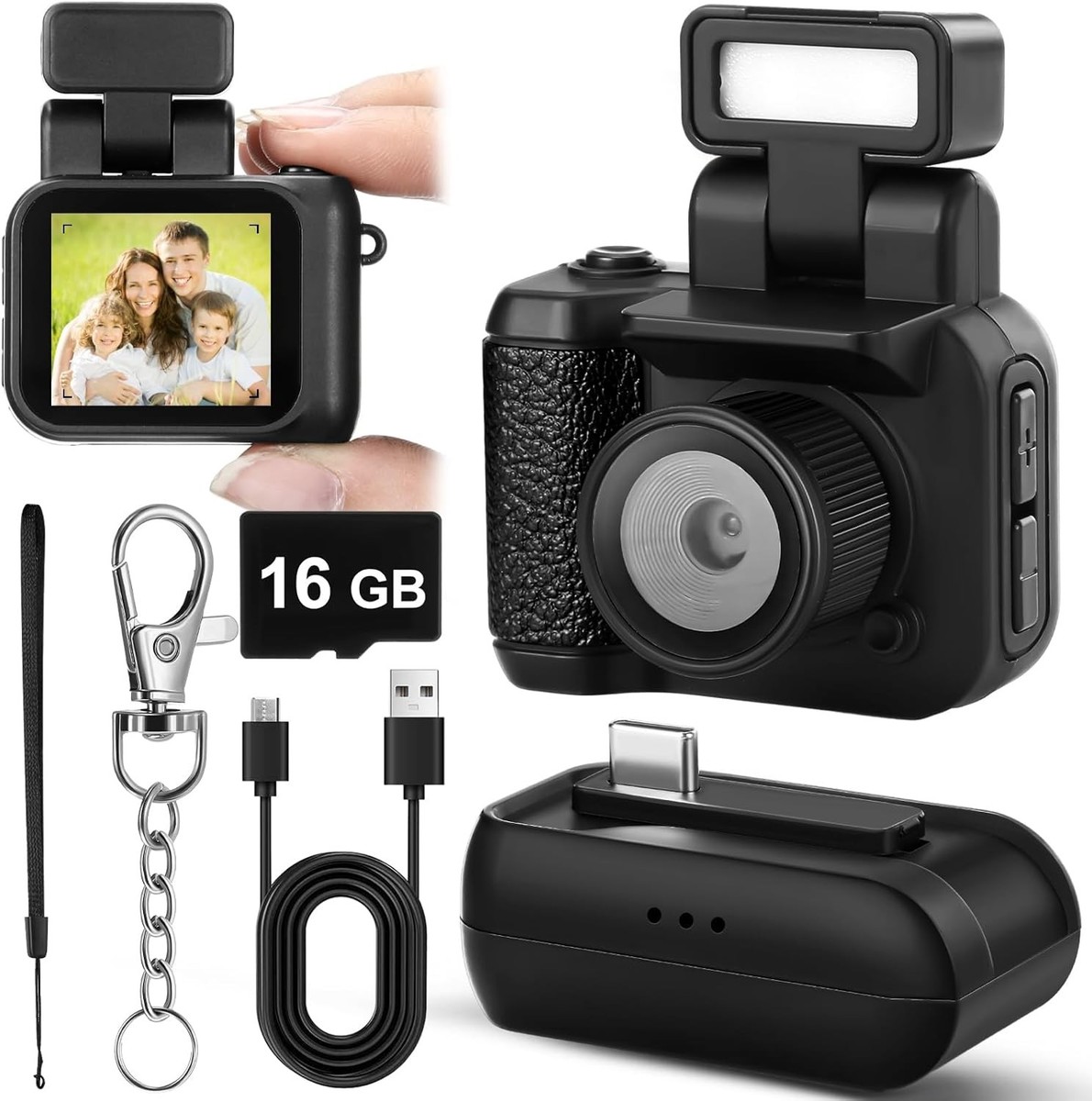 Mini Digital Camera Keychain with Flash Light 1080p Tiny Camera 16