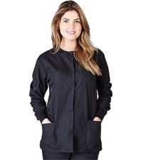 Unisex Microfiber Scrub Jacket, Rib Cuffs, Snap Buttons, 2 Pockets, Long Sleeves