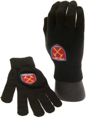 West Ham United FC Basic Handschuhe gestrickt schwarz offiziell lizenziert Geschenk Fan