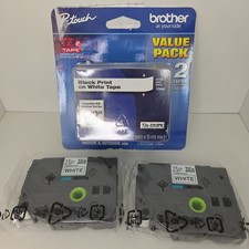 NEW GENUINE- 2-PACK BROTHER TZe-231 12mm 1/2" Black Print on White Tape LABELS