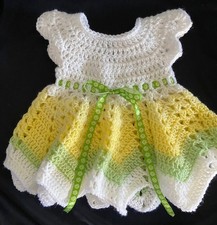 Handmade Crochet Baby Dress 0-3 months 