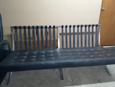 Barcelona style Vintage Leather 3 Seater Sofa - Black Leather