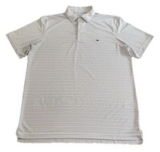 Vineyard Vines Large On-The-Go Sankaty Performance Polo Shirt Blue Pink Stripe