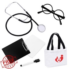 Kids Doctor Costume Lab Coat Scrubs Set with Accessories Ages 3-12