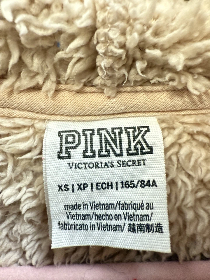 PINK Victoria's Secret Pullover Womens Small  Sherpa Fleece Faux Fur Jacket Cozy - Image 2 of 4