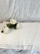 Vtg. WHITE DAMASK Chrysanthemum Flower LINEN TABLECLOTH 67 X 84  Bridal Wedding