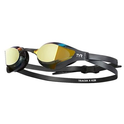 TYR unisex Tracer X Razor Racing Swim Goggles One Size Mirrored Gold/Black