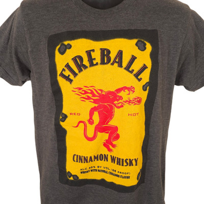 Fireball Cinnamon Whisky T Shirt Mens Size Medium Gray Liquor Promo Tee