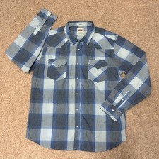 Levi  s Blue Black Plaid Pearl Snap Long Sleeve Western Shirt Men  s Size XL.