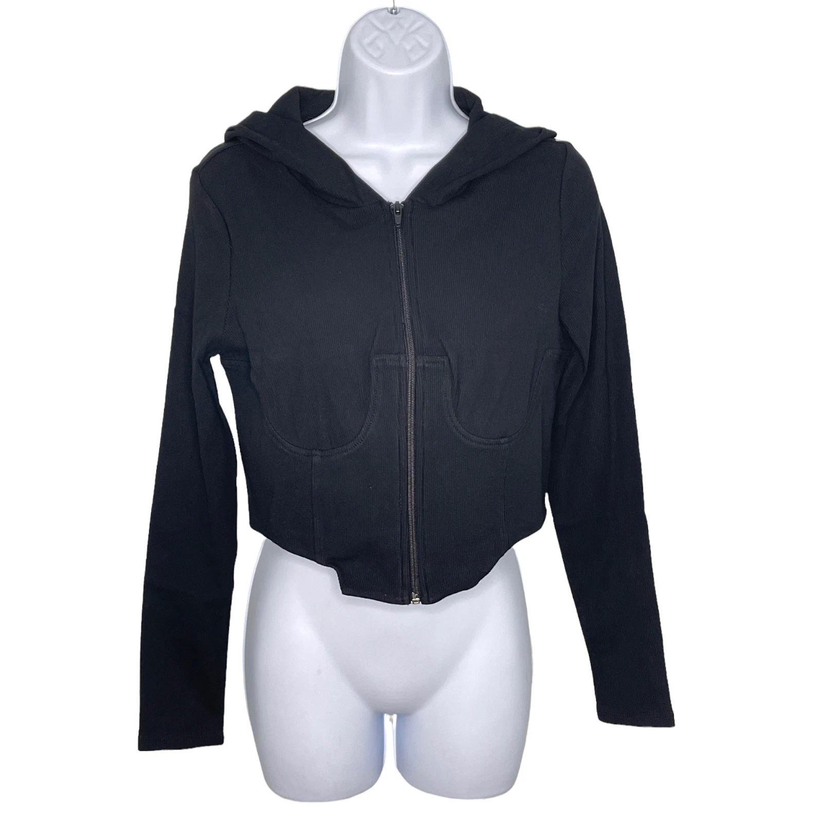 Anthropologie Seamed Hoodie Set Cropped Black NEW Medium
Opens in a new window or tab