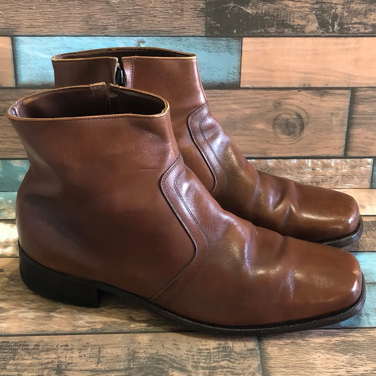 NEW Deadstock Florsheim Mens 8EEE Brown Leather Suede Zipper Ankle Dress Boots Florsheim Brown Solid for Men for Sale | Shop New & Used  main image 2