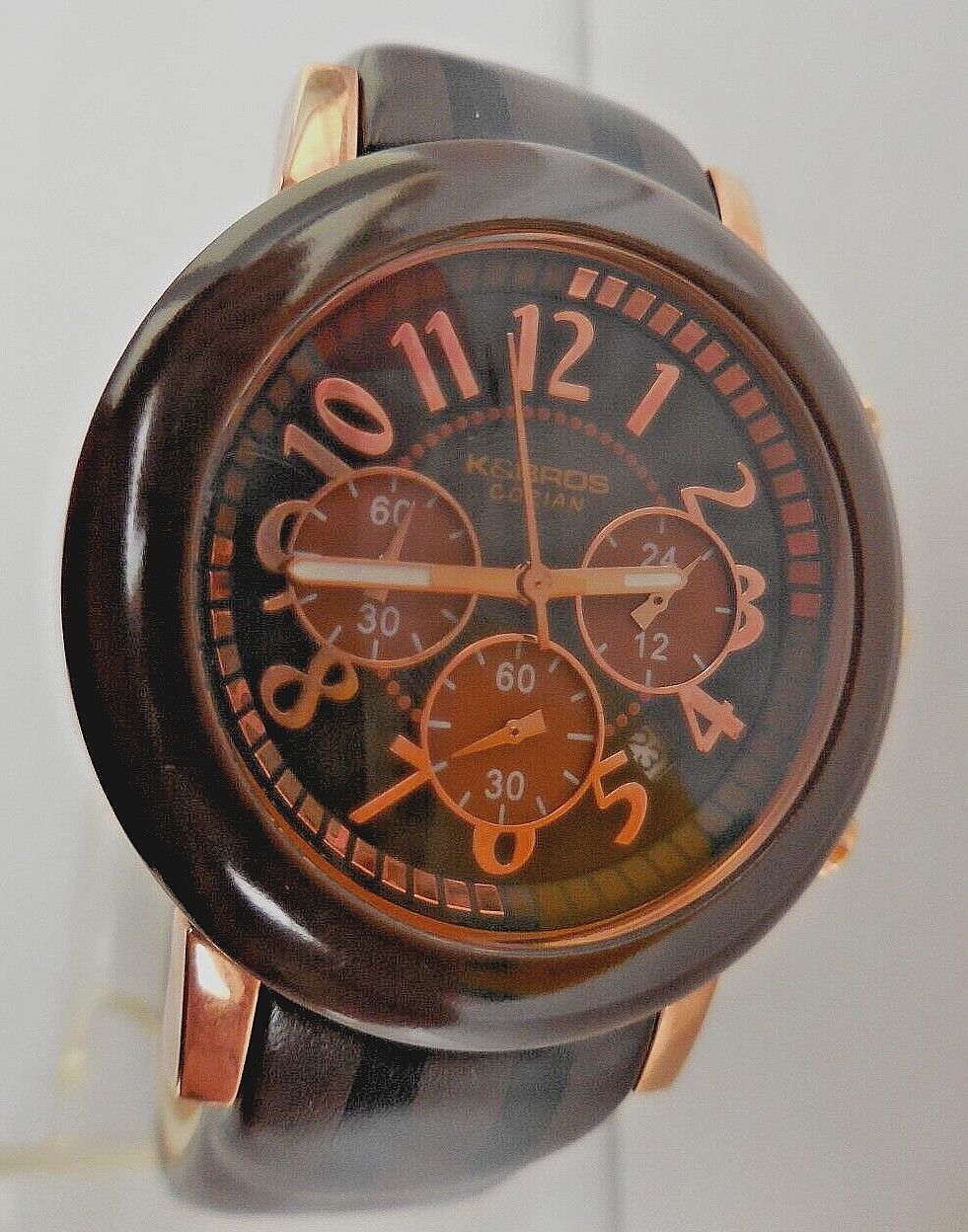 Montre K&Bros Corian mixte avec option chrono et dateur en très bon état