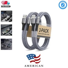 6ft Micro USB Cable 2-Pack, Heavy Duty Pet-Proof Braided Android Charger Cord...