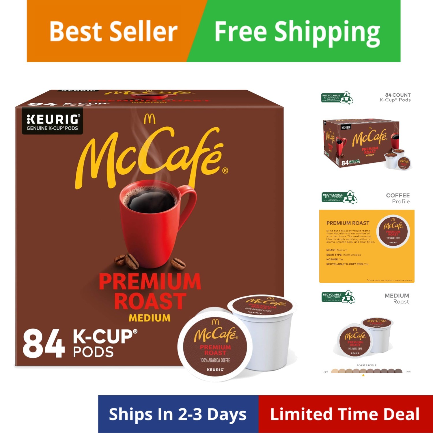 Roast Coffee, Single Serve Keurig K-Cup Pods, Medium Roast, 84 Count
