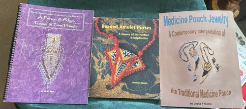 3 Beadwork Books  - Amulet Purses, Medicine Pouch Jewelry, Fringe Tassel Primer
