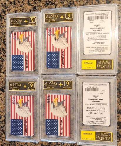 (6) U.S. Flag Amerivox $20 Phone Cards (Used - No Minutes) ASG 9    Look