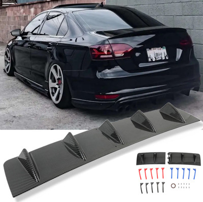 For VW JETTA MK6 MK6.5 MK7 Rear Diffuser Bumper Spoiler Splitter Fins Carbon 