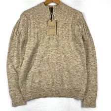NEW Frye and Co Men's Medium Oatmeal Beige 1/4 Zip Sweater Sweatshirt Pullover