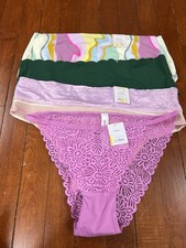 Lot of 4 Auden Panties Medium, Cheeky Floral Striped Scalloped, Hipster BOHO NEW