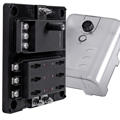 True Mods 6 Way Fuse Box with Ground Negative Bus for Automotive [Dual Positi...