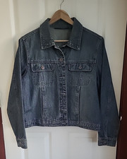 Bill Blass Petite Large Denim Jacket Dark Blue Cotton/BS