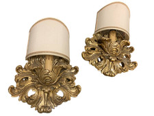 Coppia di antiche applique in legno scolpito e dorato epoca 700