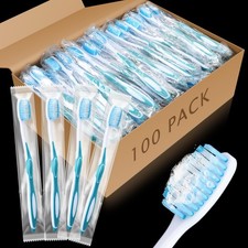 100 Pcs Prepasted Disposable Toothbrushes Individually Wrapped Pre Pasted Sof...