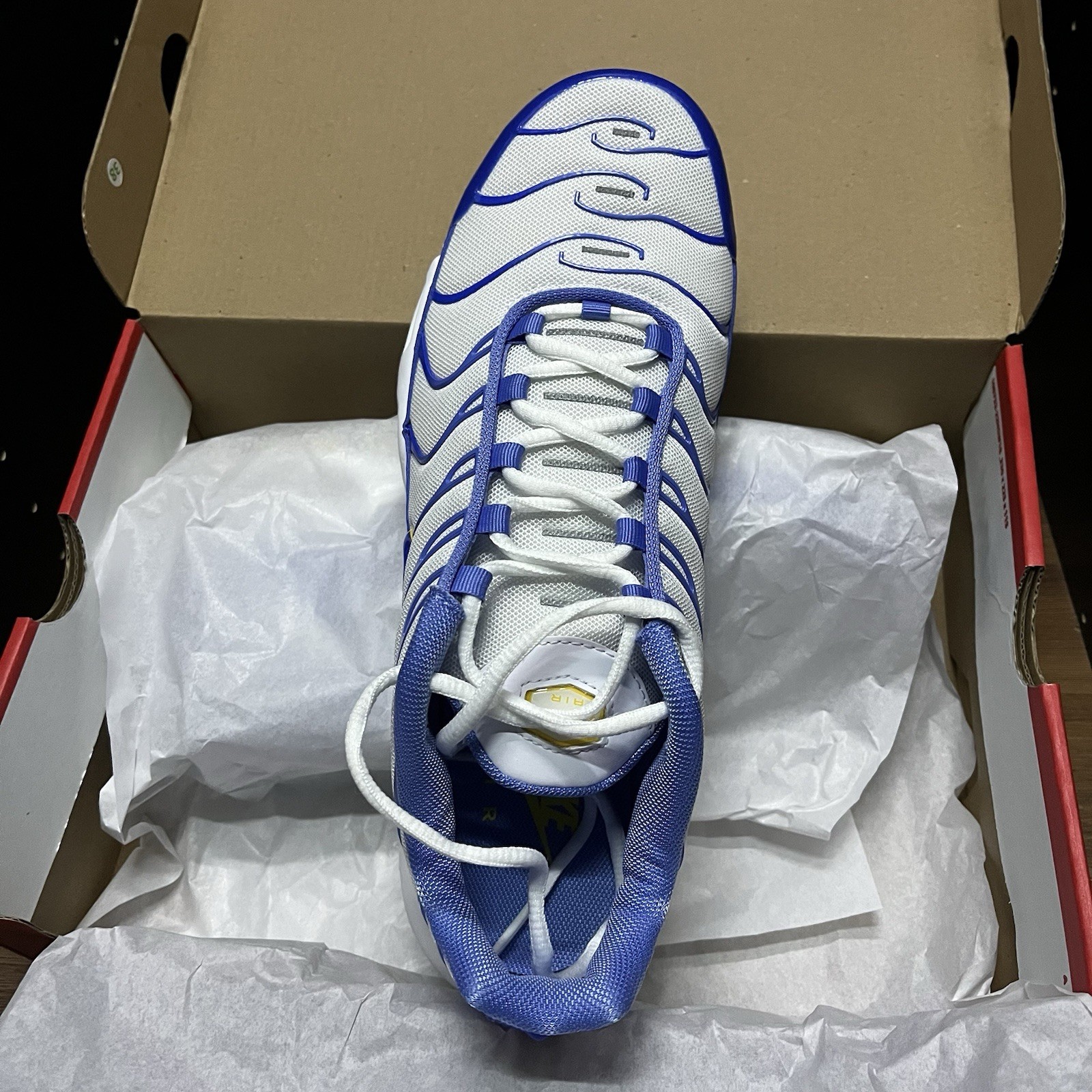 Nike TN Air Max Plus UK 9 Blanco Azul Entrenadores Nuevos Con Caja