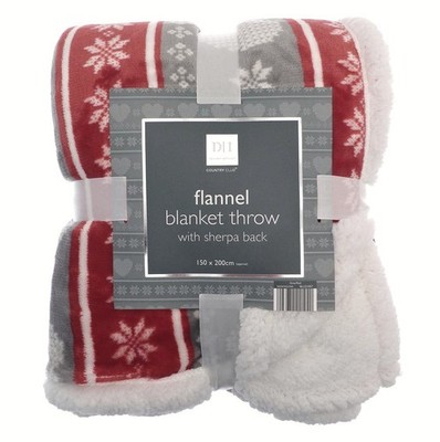 Überwurf Nordic Snowflakes Plüsch Flanell Fleece Sherpa - Country Club