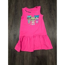 LOL Surprise Girls Hot Pink Road Trippin Graphic Drop Waist Dress XS 4/5
