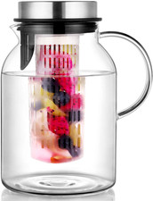 Glass Fruit Infuser Water Pitcher, High Heat Resistance Infusion Pitcher for Hot