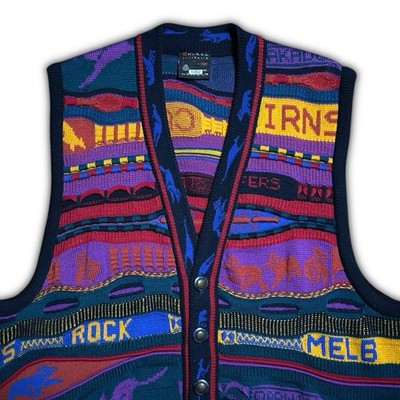 Vintage Emaroo Australia 3D Knit Wool Vest Sweater Coogi Style Womens Size 16 M