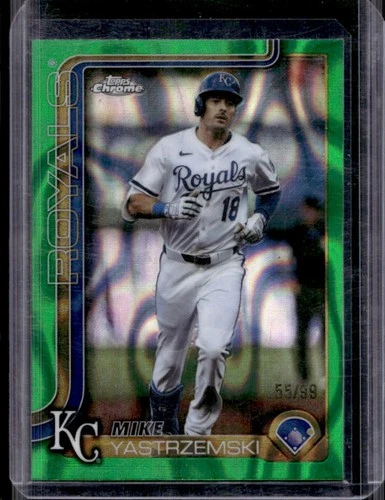 2025 Topps Chrome Update Mike Yastrzemski Green Lava Refractor #/99 Royals
