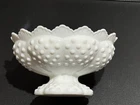 Vintage Fenton White Hobnail Milk Glass Pedestal Candle Holder Bowl 6.5 inch