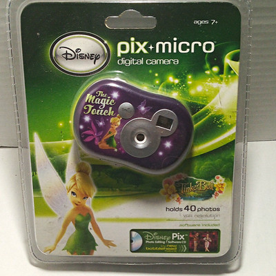 Disney Pix Micro Tinker Bell Purple Children's Digital Camera VGA USB AAA 0.9''