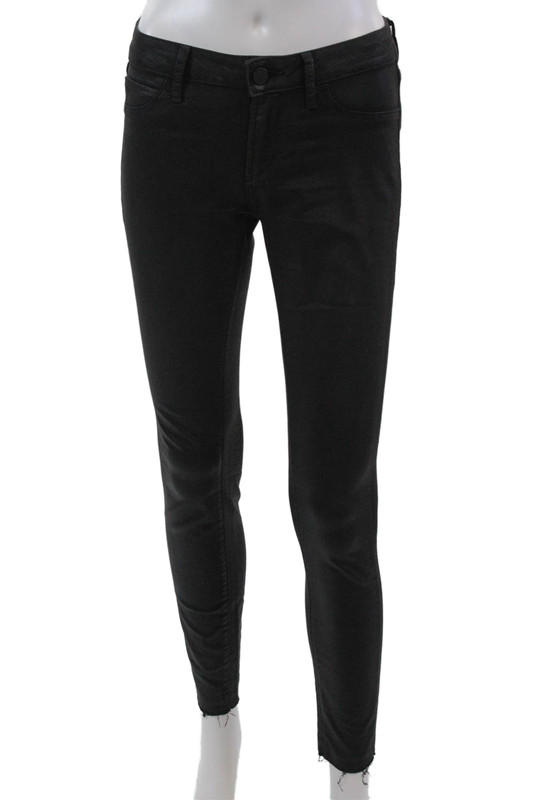 Articles of Society Womens Mid-Rise Distress Skinny Ankle Jeans Black Size 25