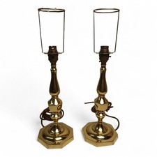 Pair of Vintage Brass Table Lamp Bases – UK Made Classic Octagonal Design
