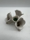 Vtg 1940s Van Briggle Pottery Matte White Triple Cornucopia Trumpet Vase